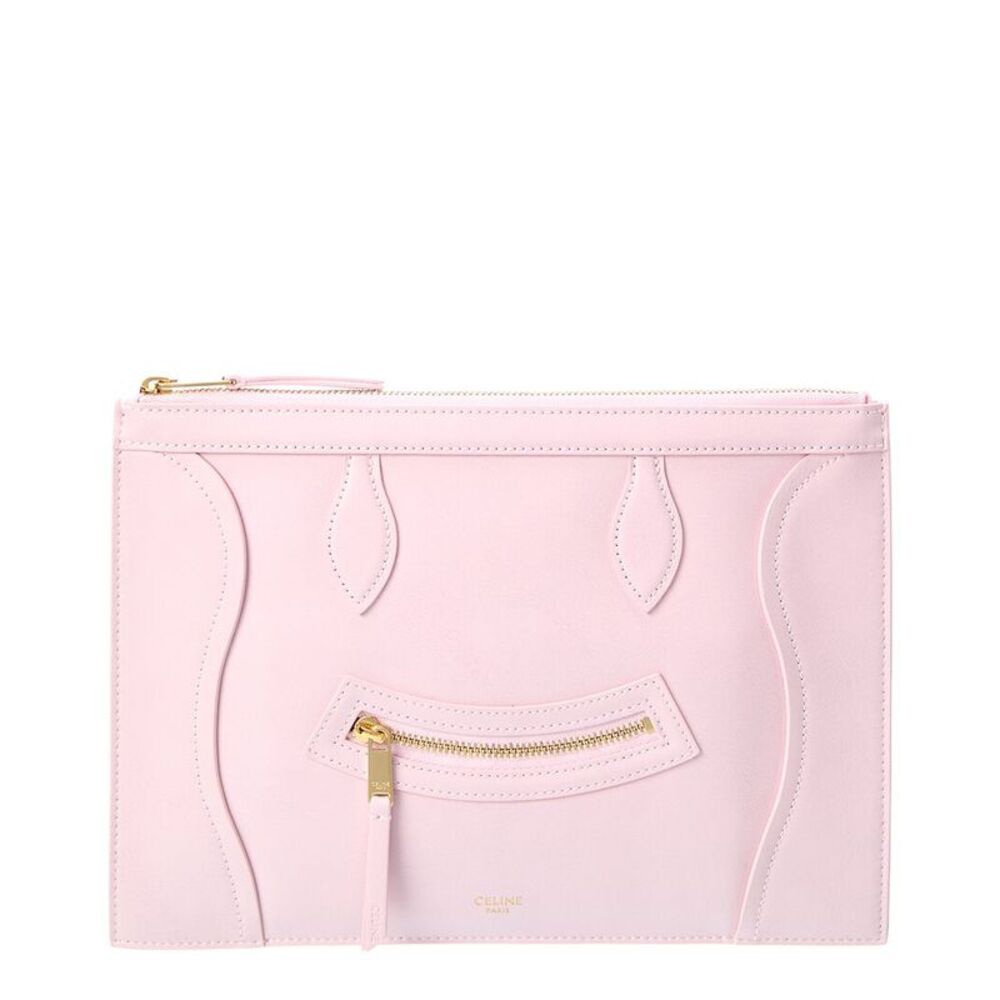 Celine Medium Leather Pouch, Pink